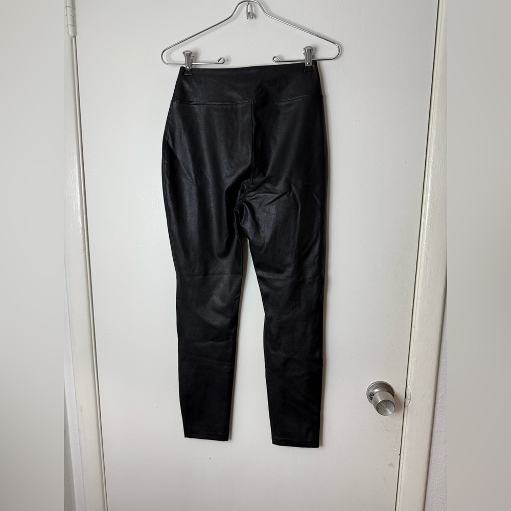 Tuckernuck black faux, leather high waisted wide waistband pants leggings. S - Picture 7 of 10